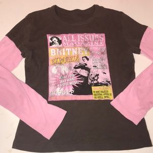 graffic long sleeve magazine covered shirt
